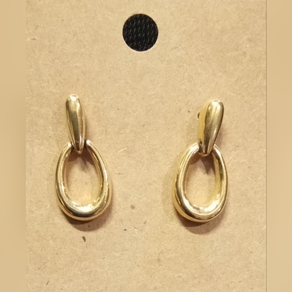 Vintage drop hoop post earrings.